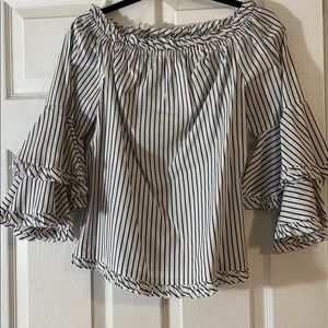 Eci off the shoulder Striped Blouse